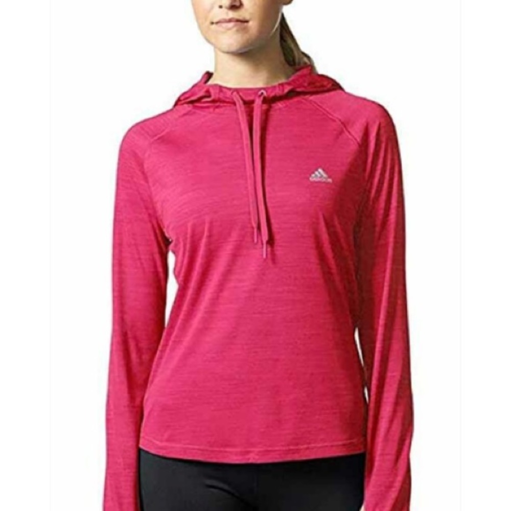 Adidas hot pink climalite hooded jacket long sleeve activewear size small